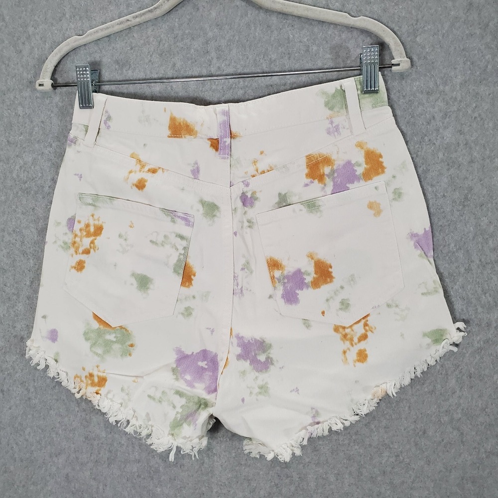 Wild Fable Women Shorts 4 White Tie Dye Denim High Waist Cut off Inseam 3" - Picture 6 of 10